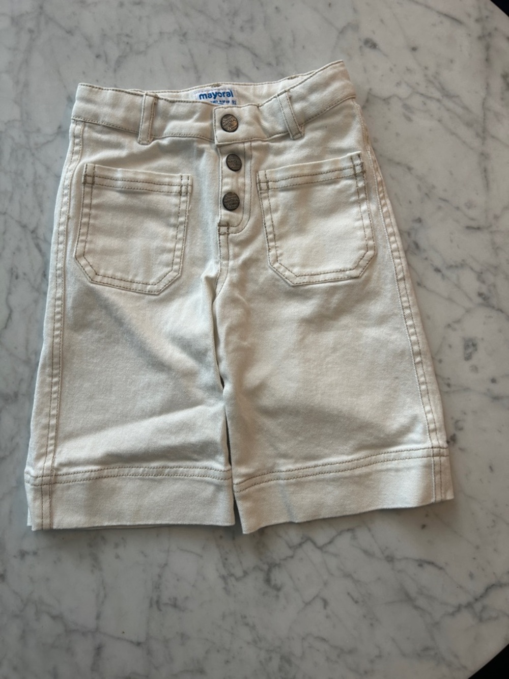 Mayoral Neutral Cream Button-Front capris size 2T